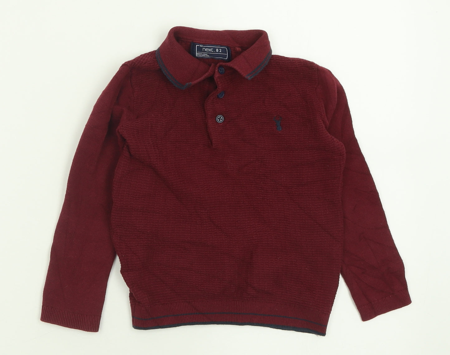NEXT Boys Purple  Cotton Basic Polo Size 3 Years Collared Button