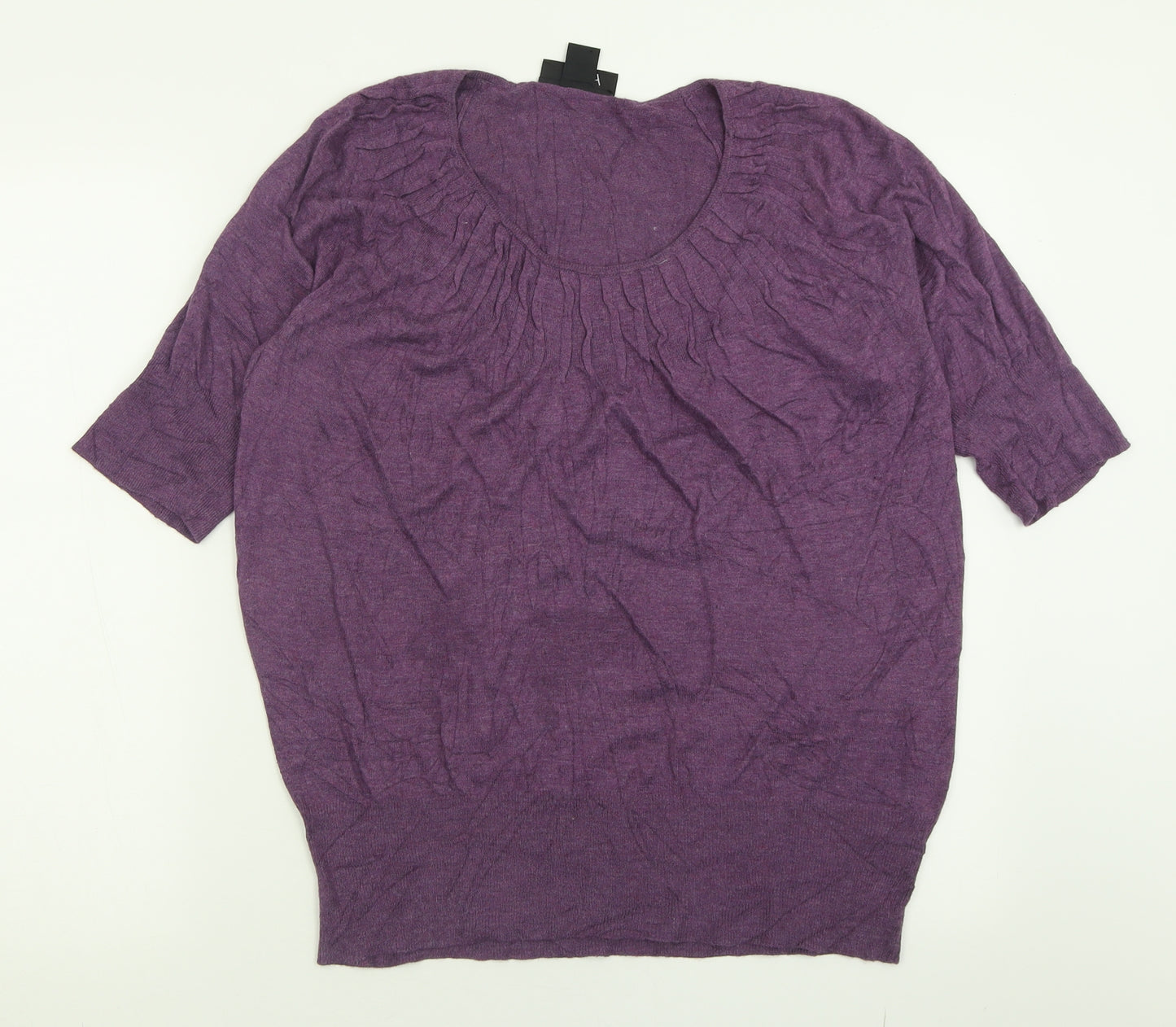 Attention Womens Purple Scoop Neck  Acrylic Pullover Jumper Size L