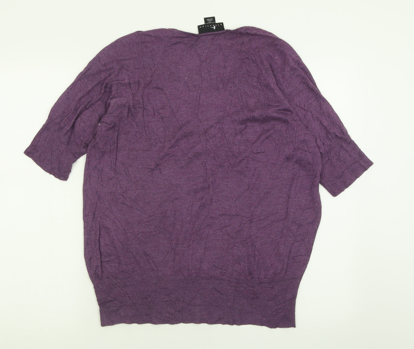 Attention Womens Purple Scoop Neck  Acrylic Pullover Jumper Size L