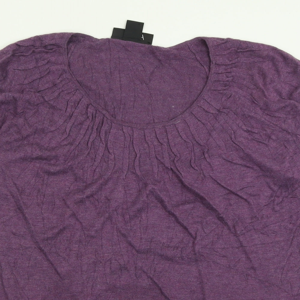 Attention Womens Purple Scoop Neck  Acrylic Pullover Jumper Size L