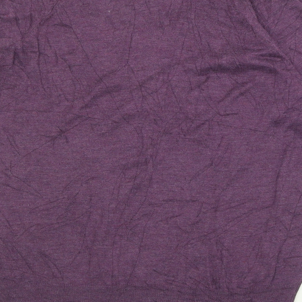 Attention Womens Purple Scoop Neck  Acrylic Pullover Jumper Size L