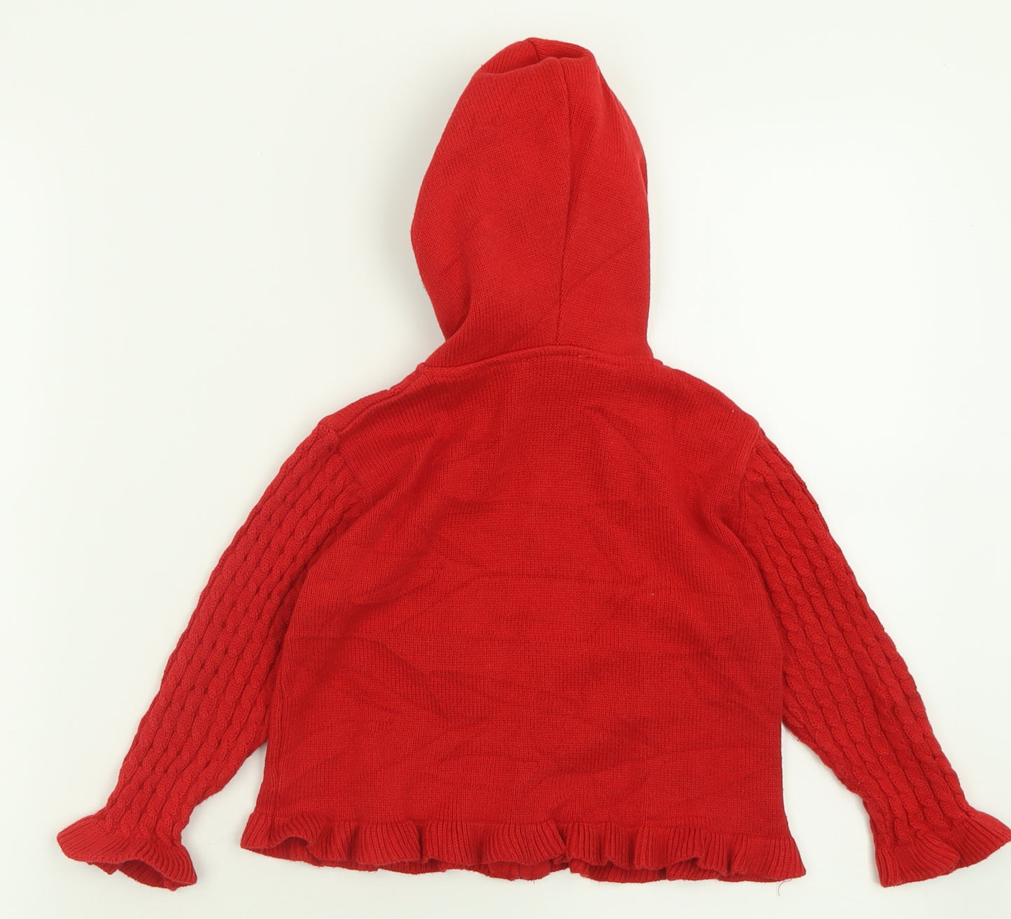 Sarah Louise Girls Red Crew Neck  Acrylic Cardigan Jumper Size 3 Years  Zip