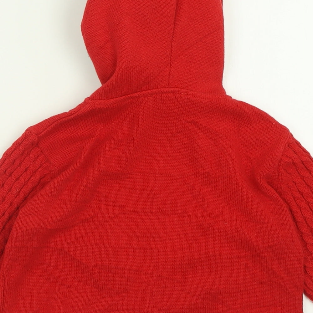 Sarah Louise Girls Red Crew Neck  Acrylic Cardigan Jumper Size 3 Years  Zip