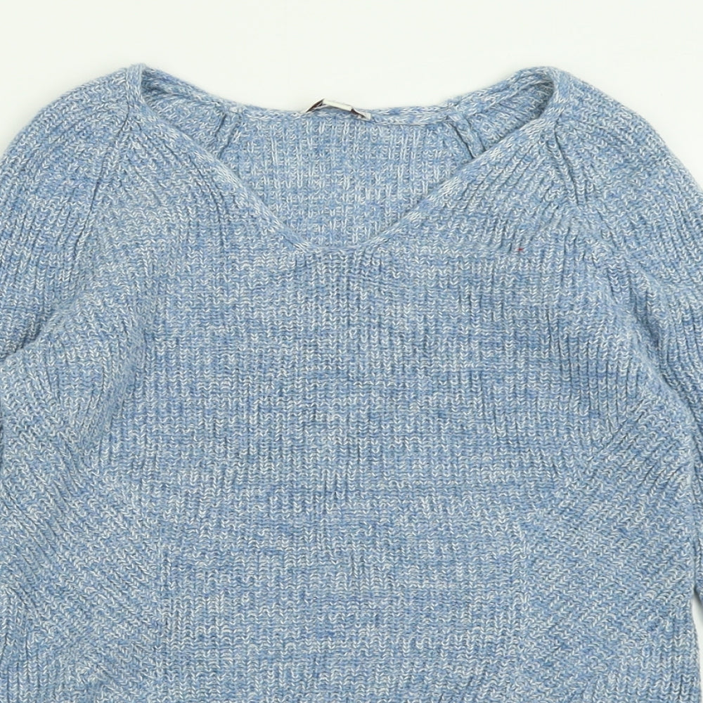 Gap Womens Blue V-Neck  Cotton Pullover Jumper Size XS