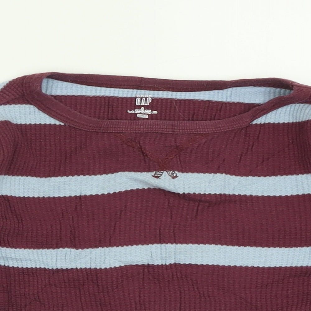 Gap Boys Purple Striped Cotton Basic Casual Size 2 Years Crew Neck Pullover