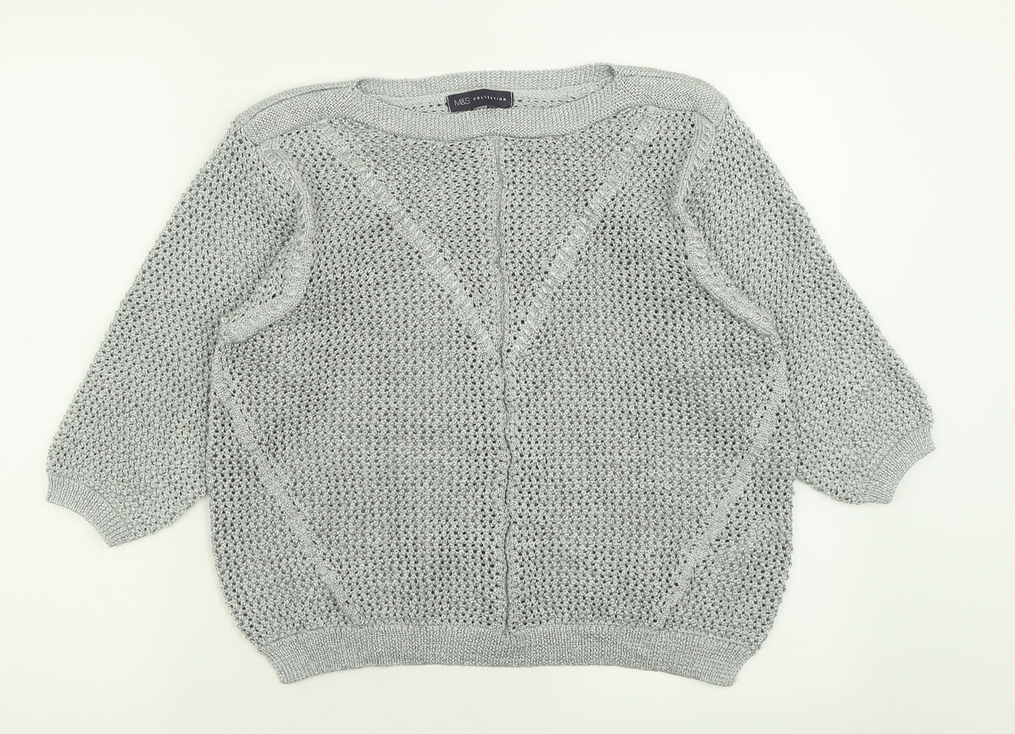 Marks and Spencer Womens Green Boat Neck  Polyester Pullover Jumper Size 14