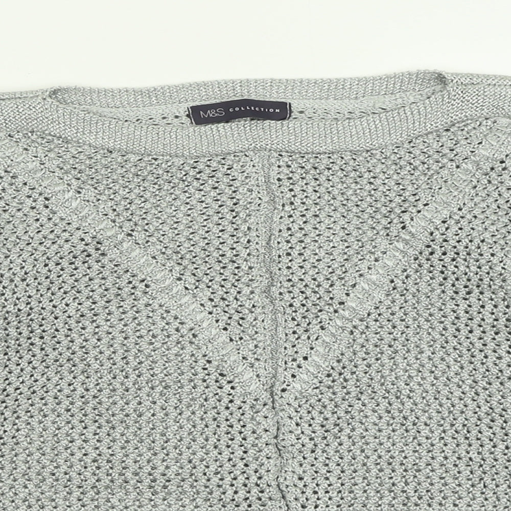 Marks and Spencer Womens Green Boat Neck  Polyester Pullover Jumper Size 14