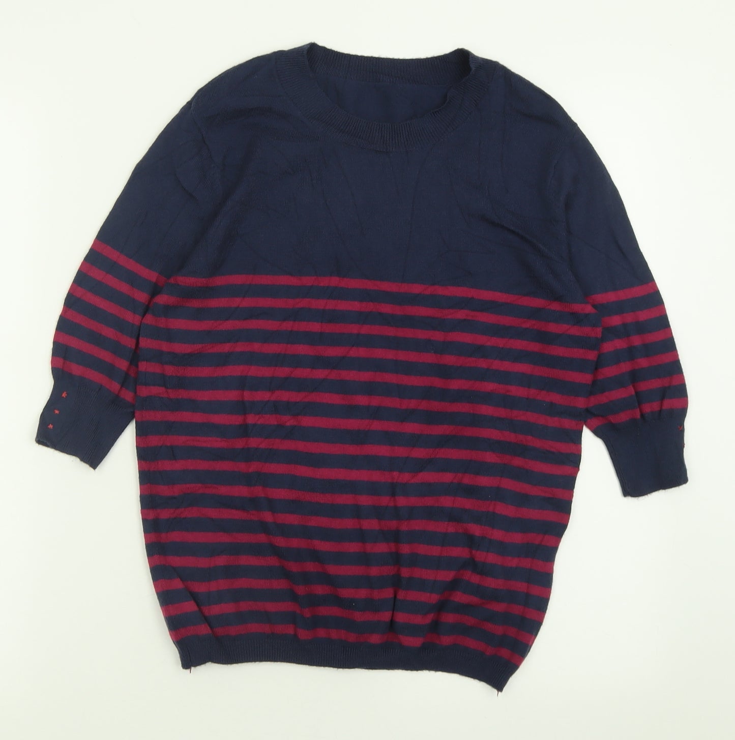 Atmophere Womens Purple Crew Neck Striped Viscose Pullover Jumper Size 14