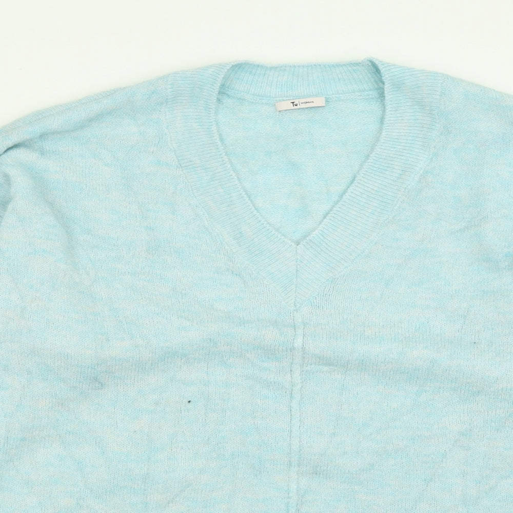 TU Womens Blue Crew Neck  Acrylic Pullover Jumper Size 18