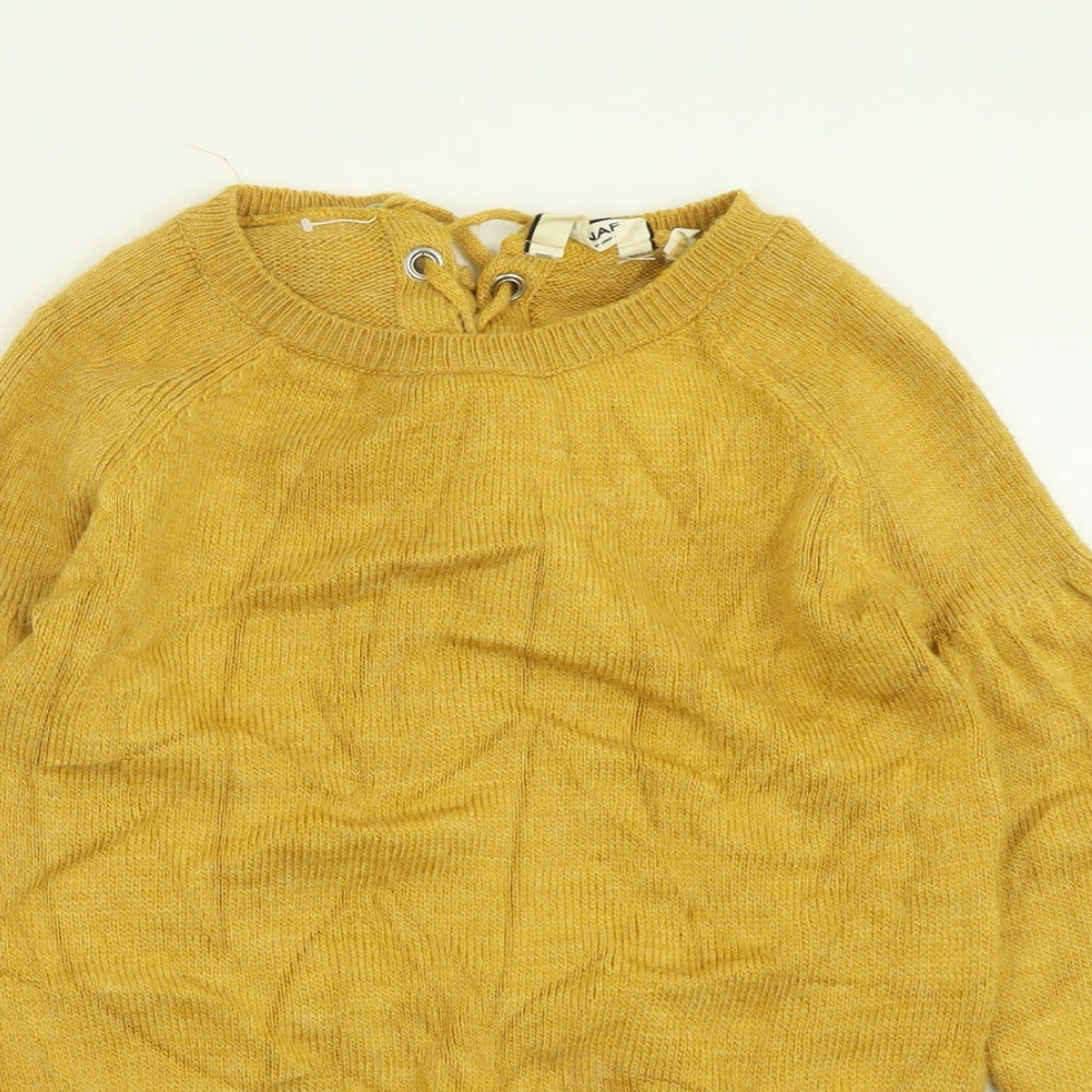 NAF NAF Womens Yellow Crew Neck  Acrylic Pullover Jumper Size S