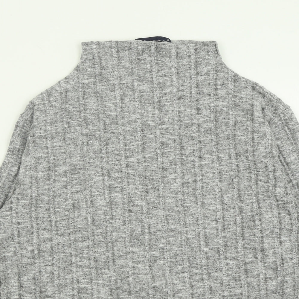 Marks and Spencer Womens Grey High Neck  Viscose Pullover Jumper Size 12