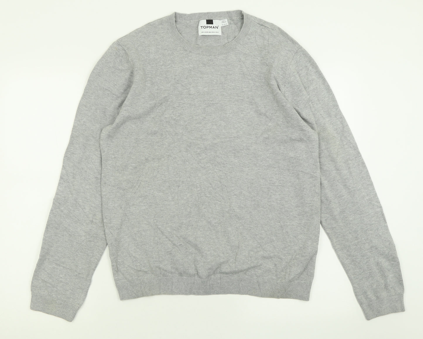 Topman Mens Grey Crew Neck  Cotton Pullover Jumper Size M