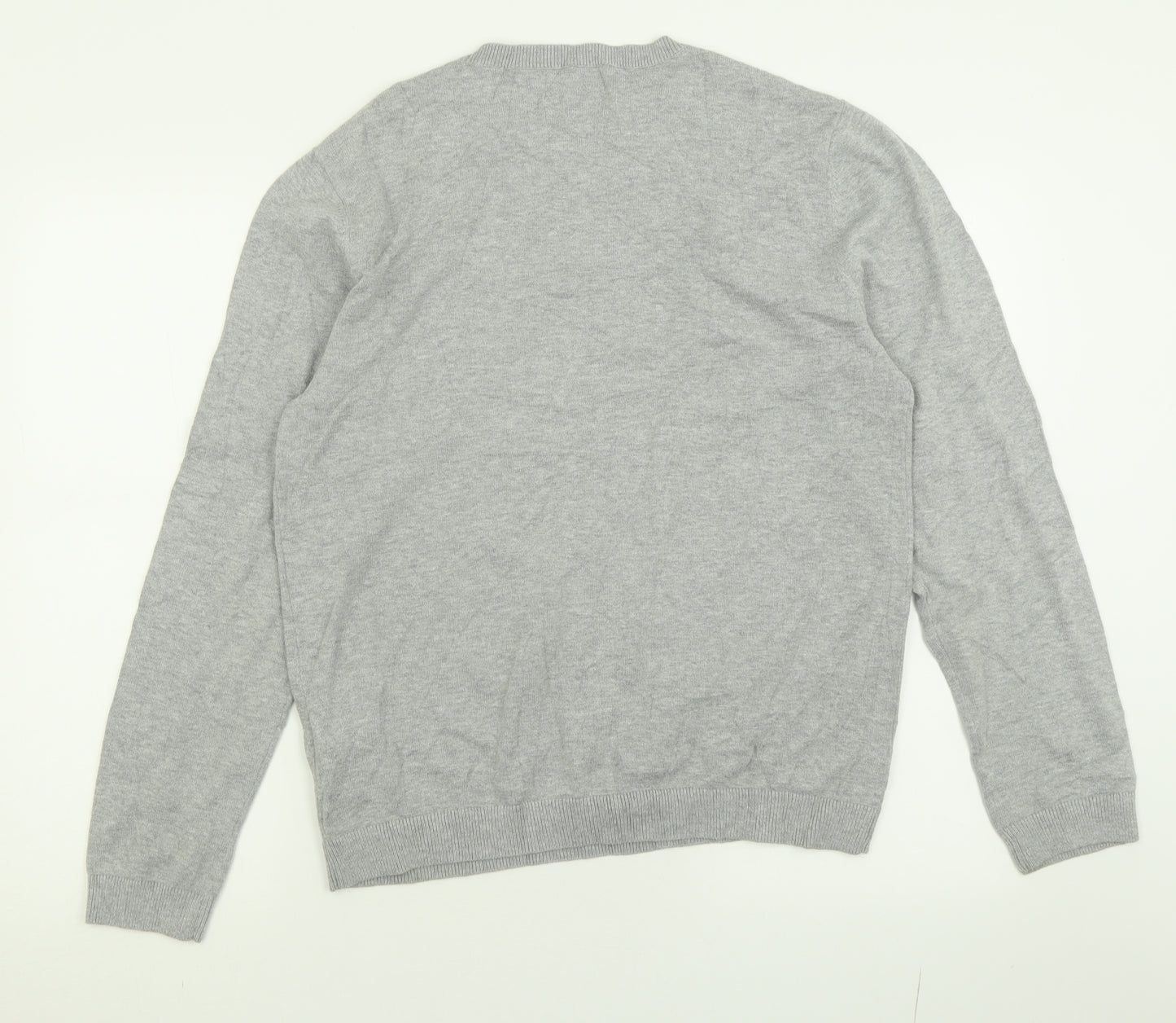 Topman Mens Grey Crew Neck  Cotton Pullover Jumper Size M