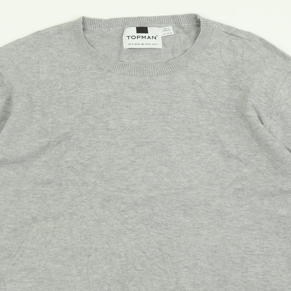 Topman Mens Grey Crew Neck  Cotton Pullover Jumper Size M