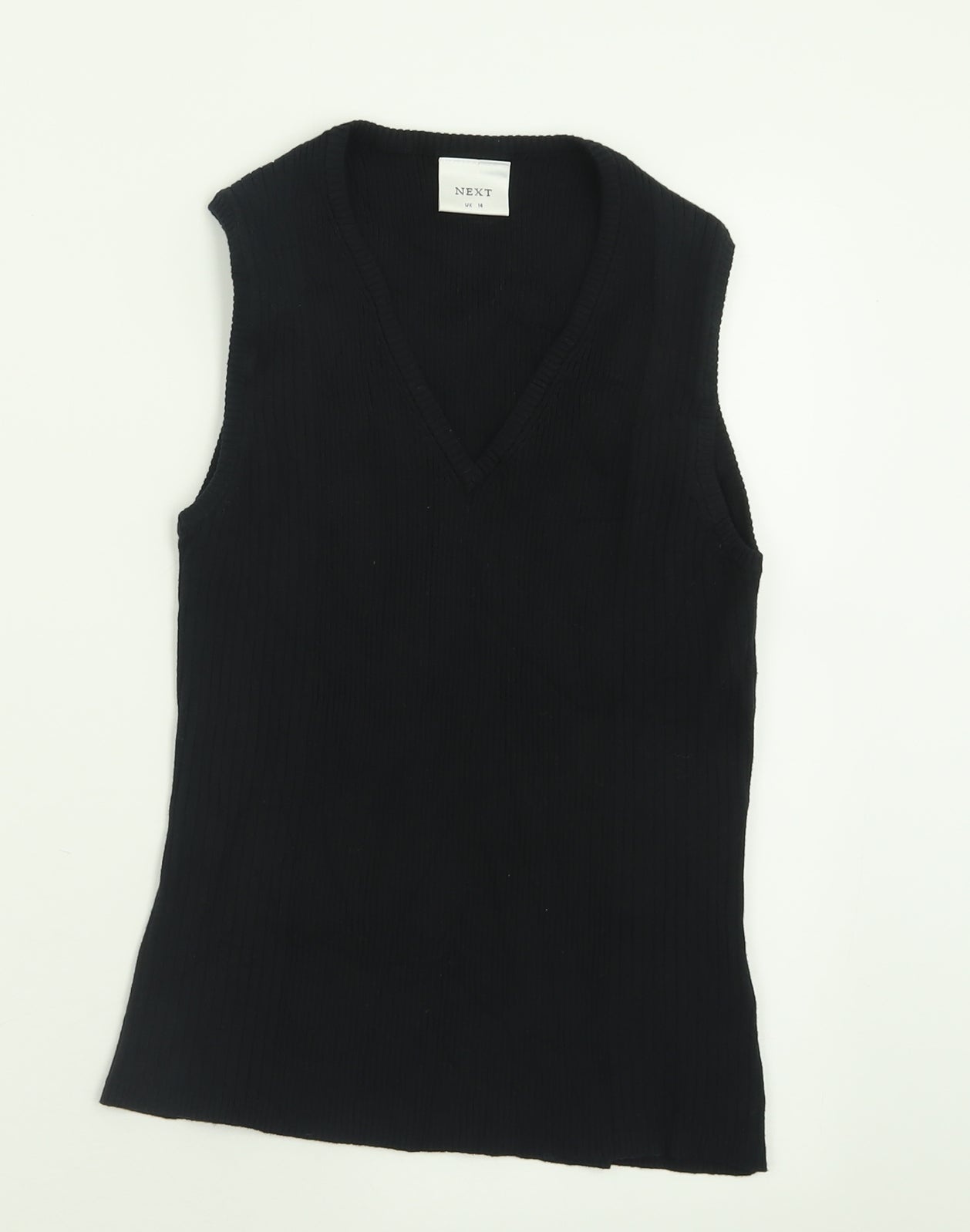 NEXT Womens Black  Cotton Basic Tank Size 14 V-Neck
