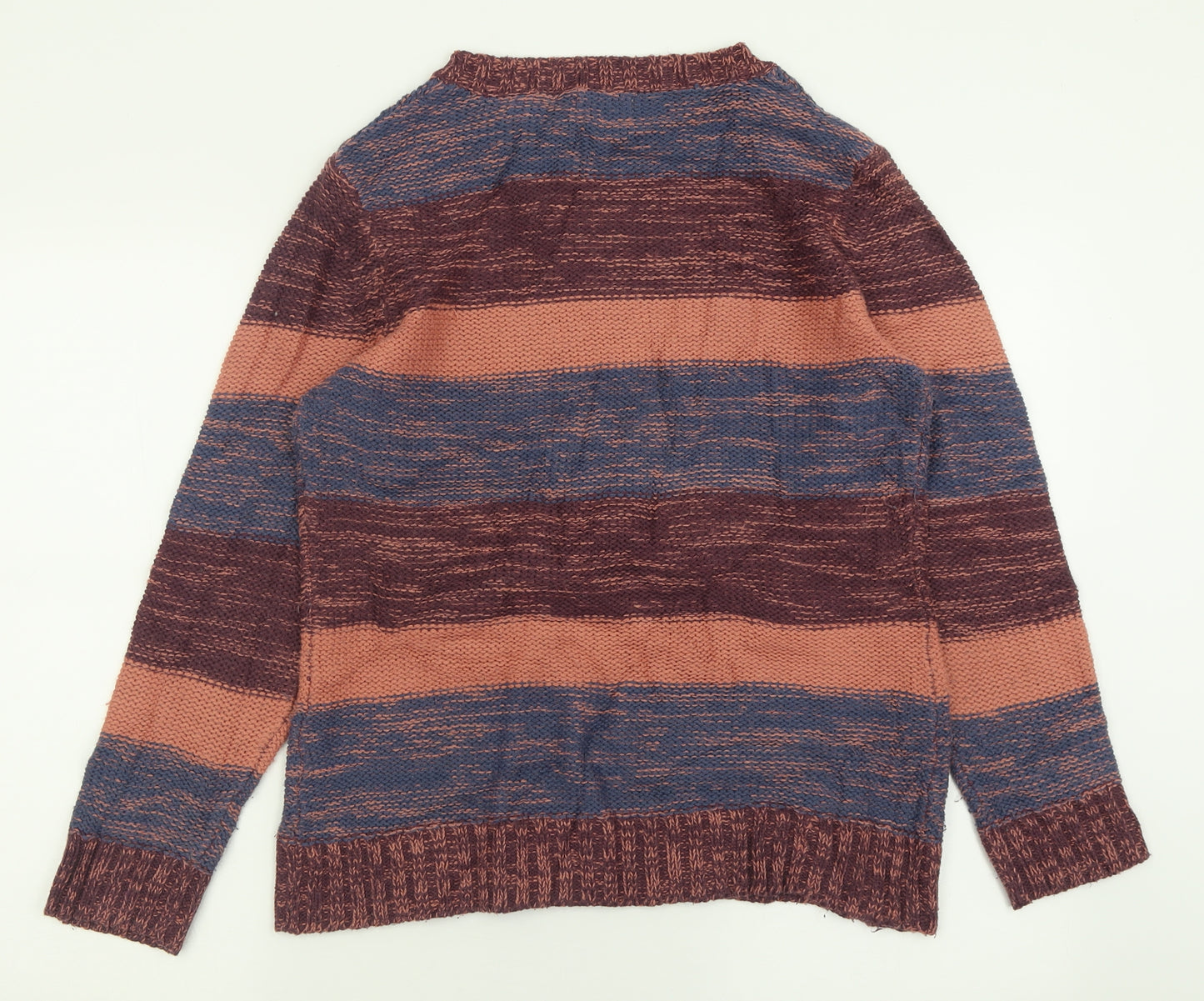 Damart Womens Purple Crew Neck Striped Acrylic Pullover Jumper Size 12