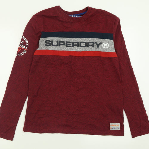 Superdry Mens Red  Cotton  T-Shirt Size S Crew Neck