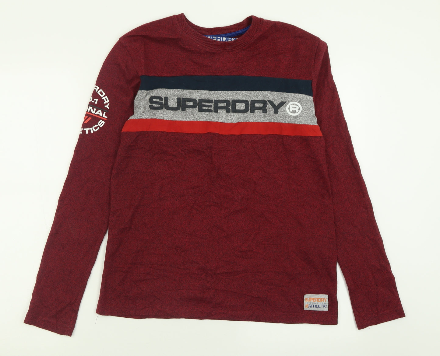 Superdry Mens Red  Cotton  T-Shirt Size S Crew Neck