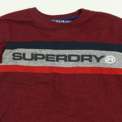Superdry Mens Red  Cotton  T-Shirt Size S Crew Neck