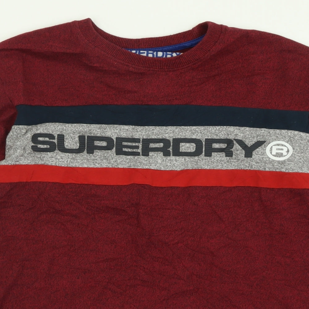 Superdry Mens Red  Cotton  T-Shirt Size S Crew Neck