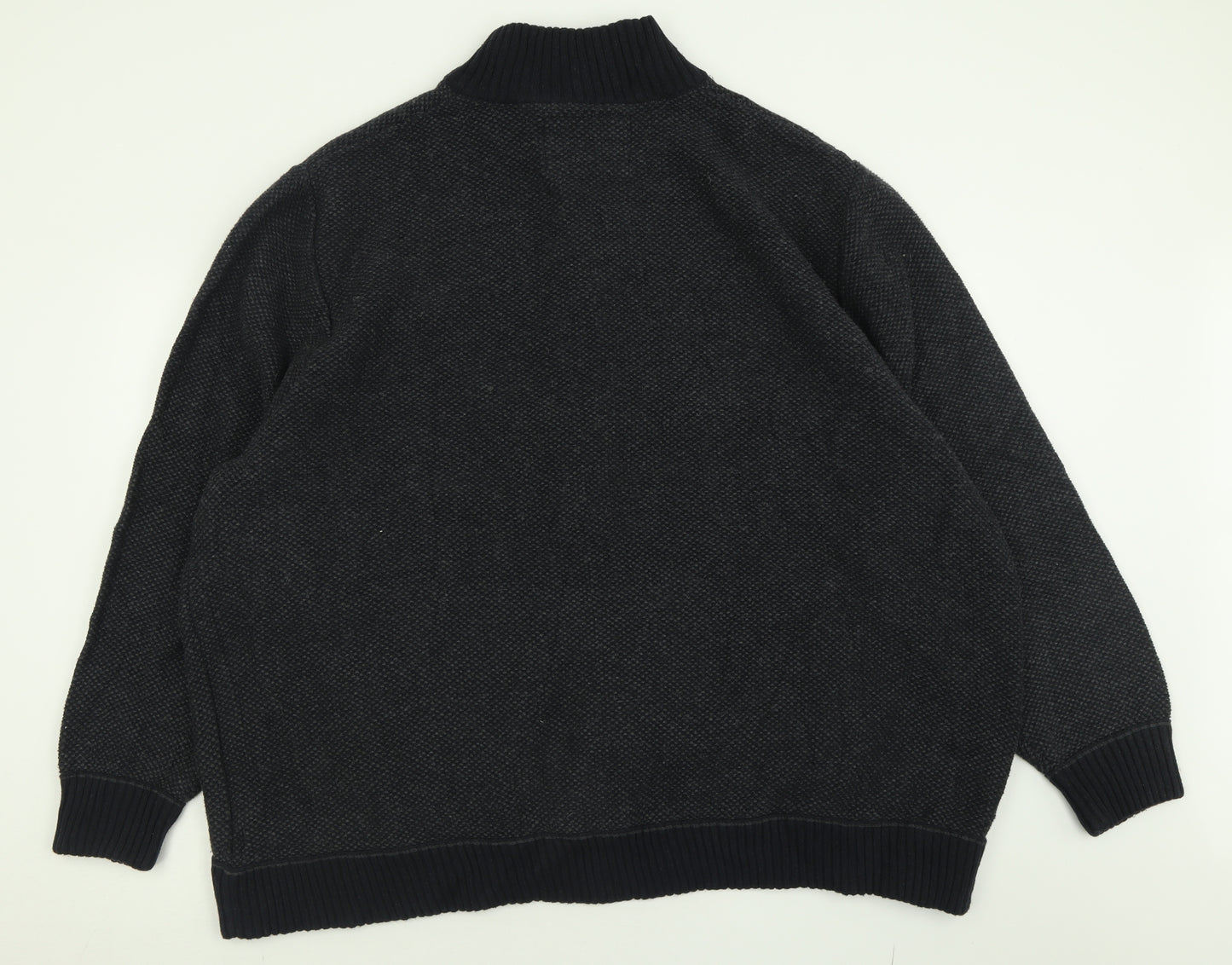 MANTARAY PRODUCTS Mens Black High Neck  Cotton Full Zip Jumper Size XL   - 5XL