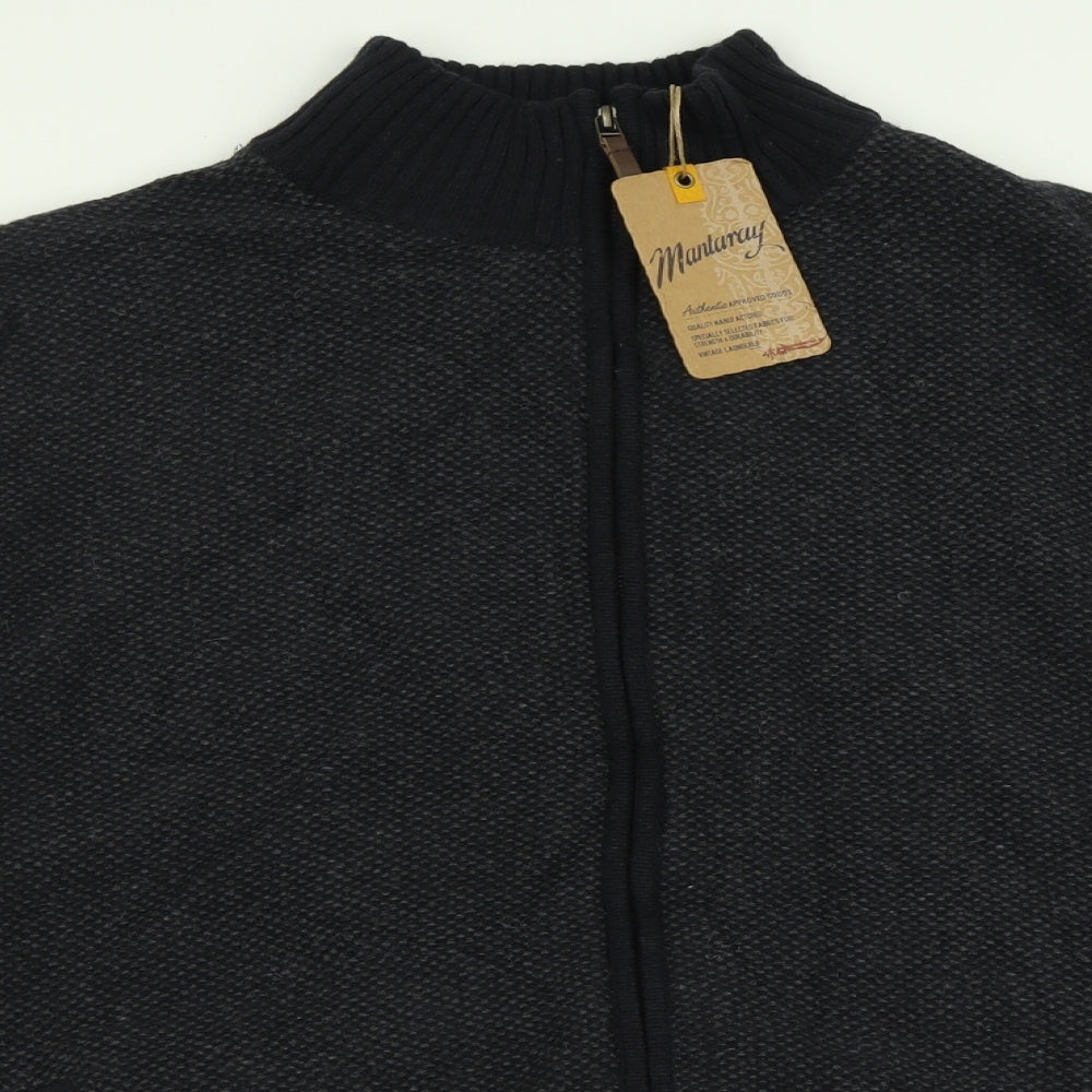 MANTARAY PRODUCTS Mens Black High Neck  Cotton Full Zip Jumper Size XL   - 5XL