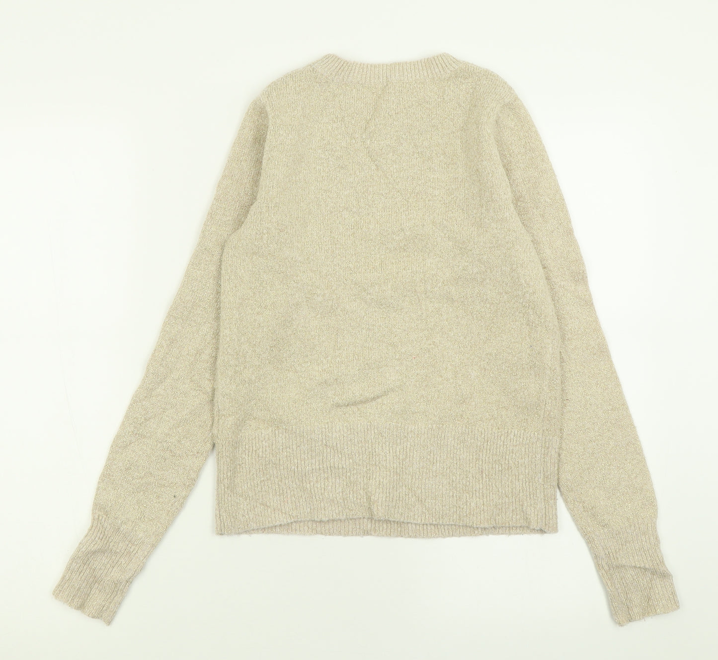 Oasis Womens Gold Crew Neck  Acrylic Pullover Jumper Size XS