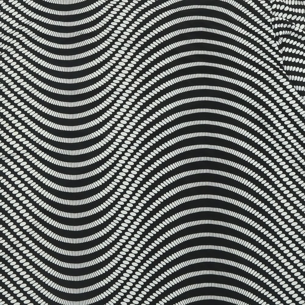 Saloos Womens Black Geometric Polyester Basic T-Shirt Size 12 Crew Neck