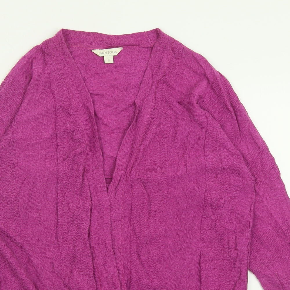 Monsoon Womens Purple V-Neck  Viscose Cardigan Jumper Size S