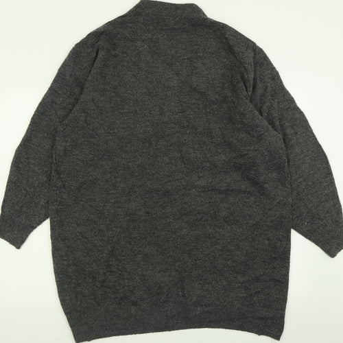 h7m Womens Grey V-Neck  Acrylic Cardigan Jumper Size S