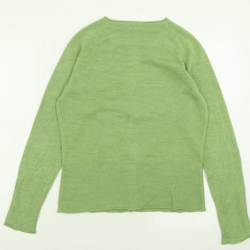 Per Una Womens Green Crew Neck  Acrylic Cardigan Jumper Size 14