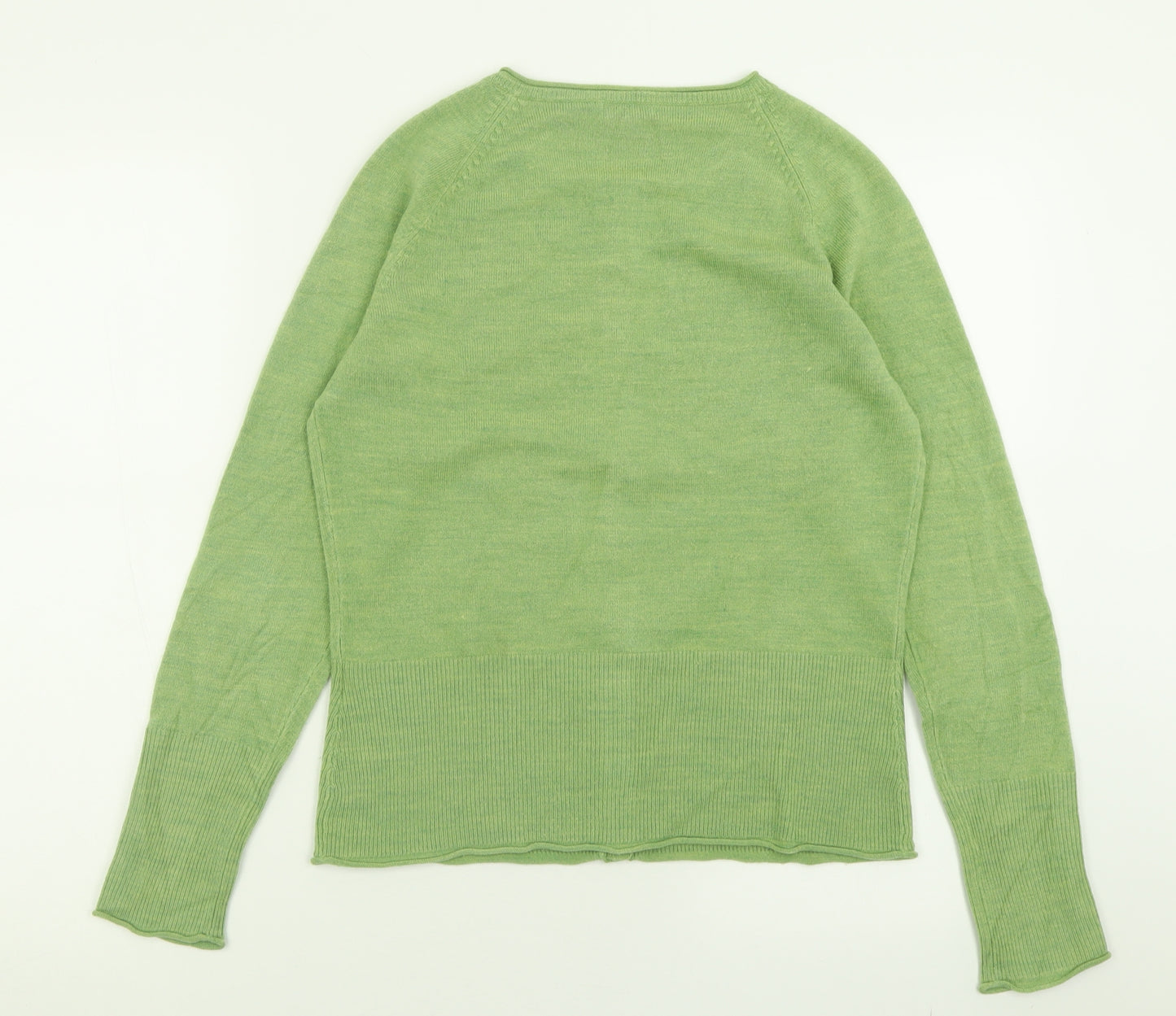 Per Una Womens Green Crew Neck  Acrylic Cardigan Jumper Size 14