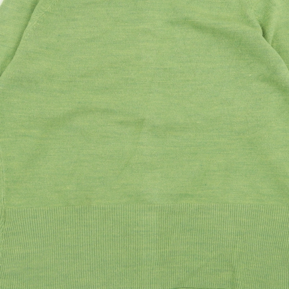 Per Una Womens Green Crew Neck  Acrylic Cardigan Jumper Size 14