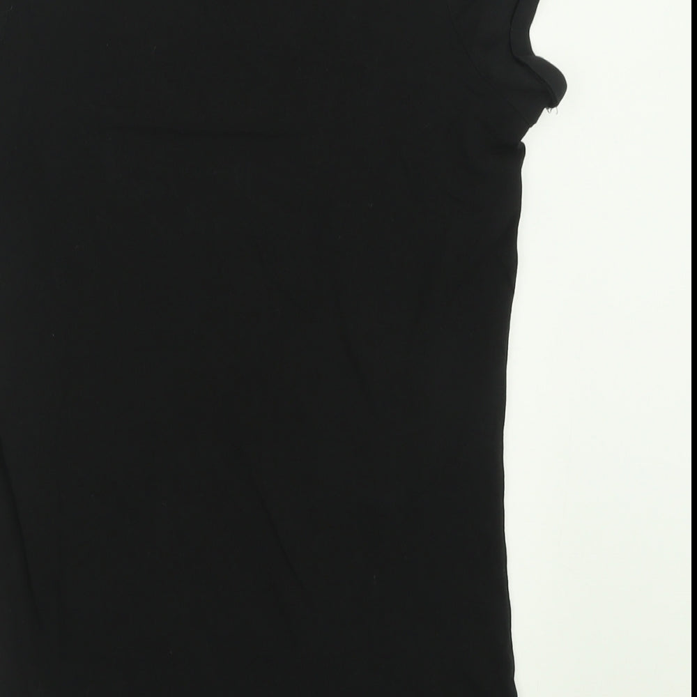 New Look Womens Black  Cotton Basic T-Shirt Size 8 Crew Neck - Owl