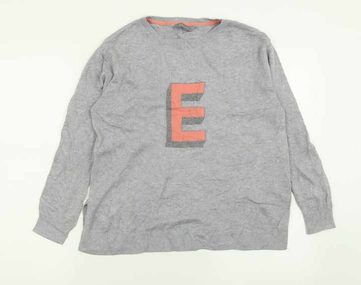 Principles Womens Grey Crew Neck Cotton Pullover Jumper Size S
