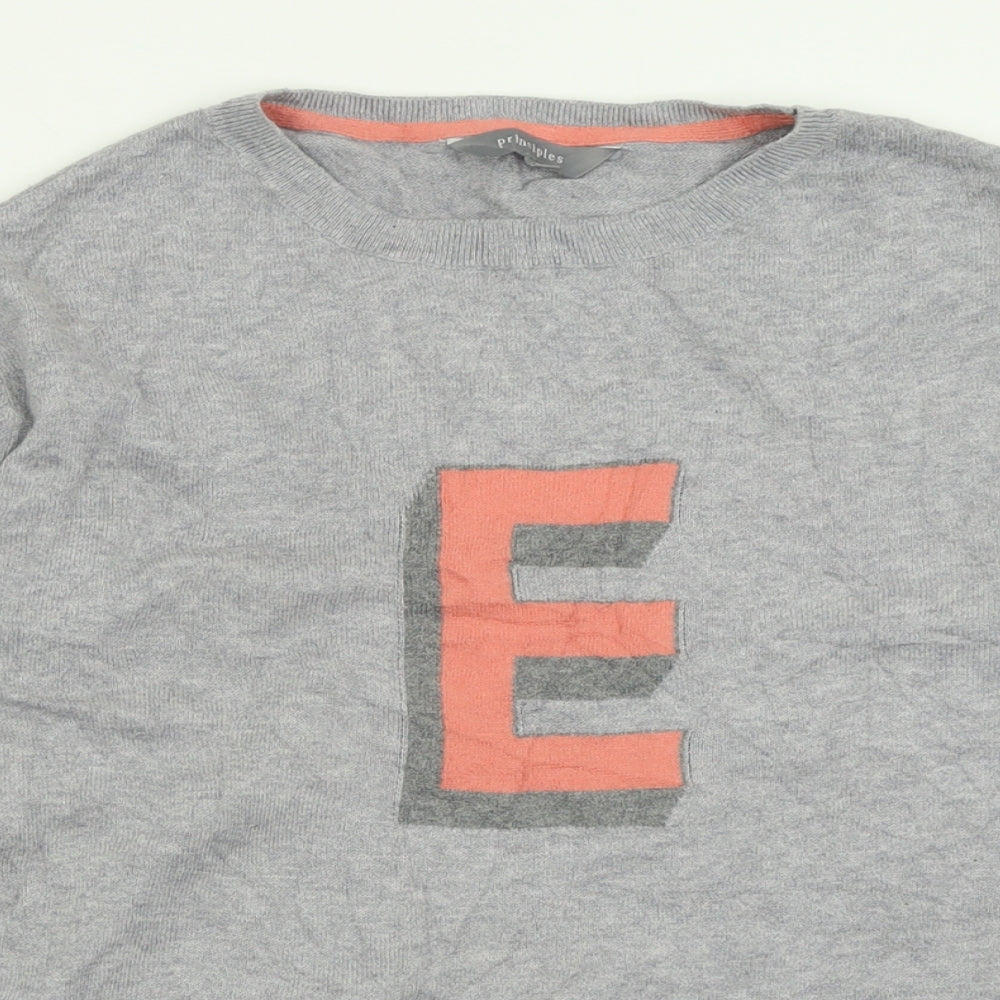 Principles Womens Grey Crew Neck  Cotton Pullover Jumper Size S