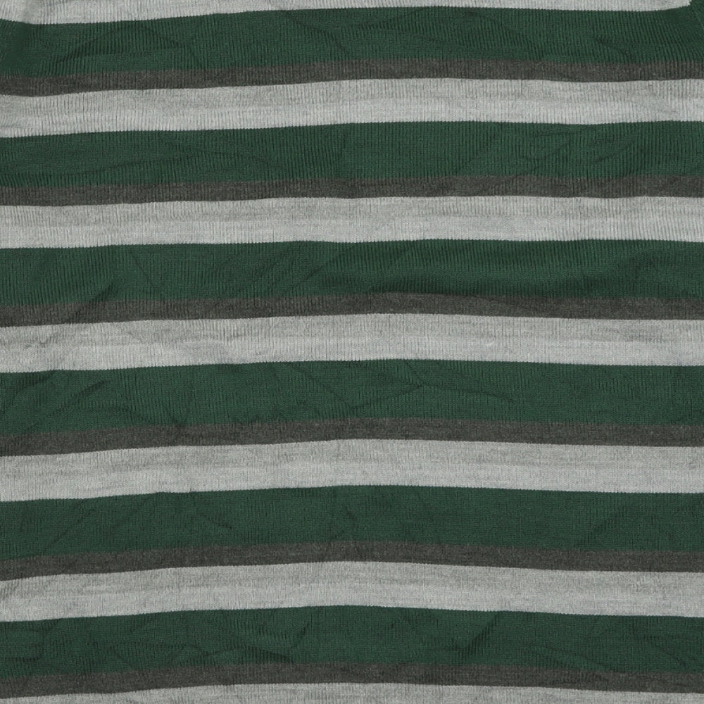Cedar Wood State Mens Green Crew Neck Striped Acrylic Pullover Jumper Size XL