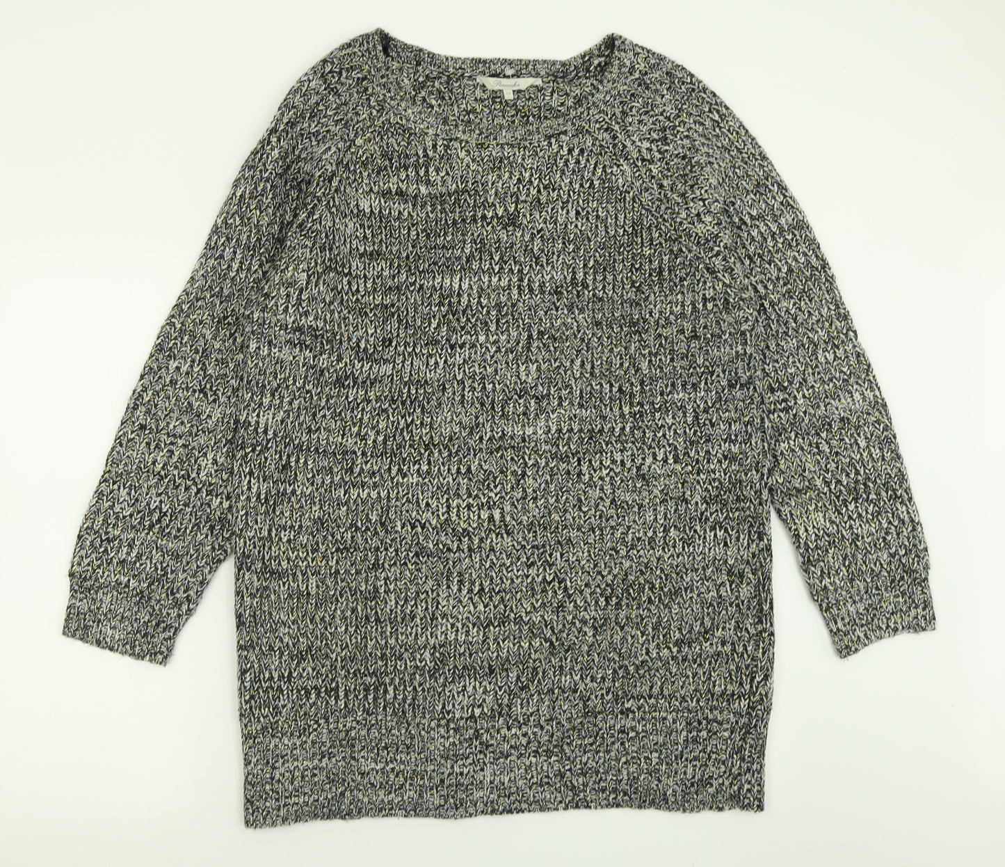 Peacocks Womens Black Crew Neck  Acrylic Tunic Jumper Size 22