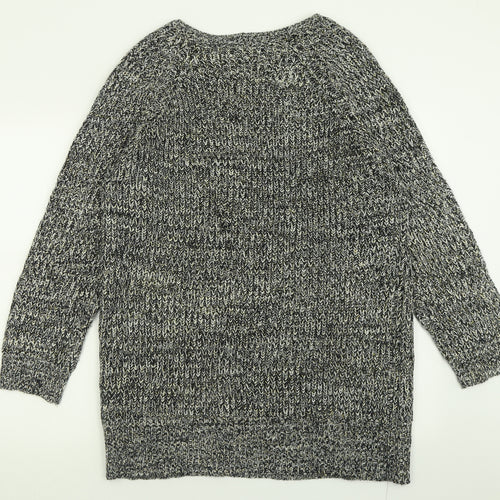 Peacocks Womens Black Crew Neck  Acrylic Tunic Jumper Size 22