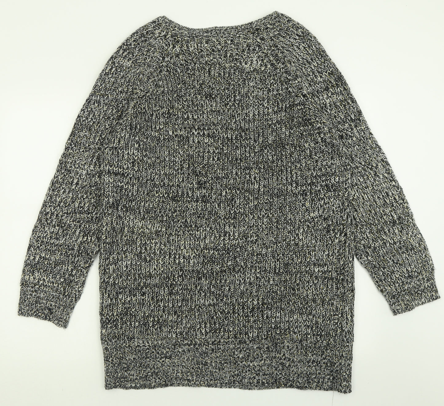 Peacocks Womens Black Crew Neck  Acrylic Tunic Jumper Size 22