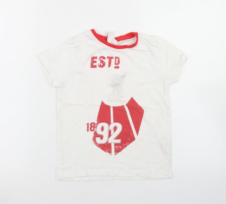 Primark Boys White  Cotton Basic T-Shirt Size 5-6 Years Crew Neck  - Liverpool FC