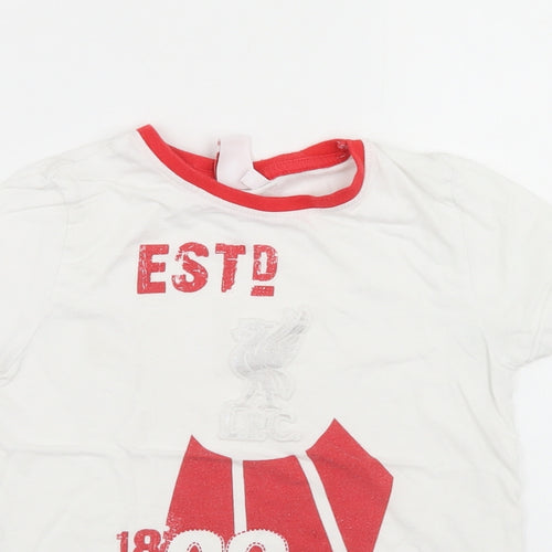Primark Boys White  Cotton Basic T-Shirt Size 5-6 Years Crew Neck  - Liverpool FC