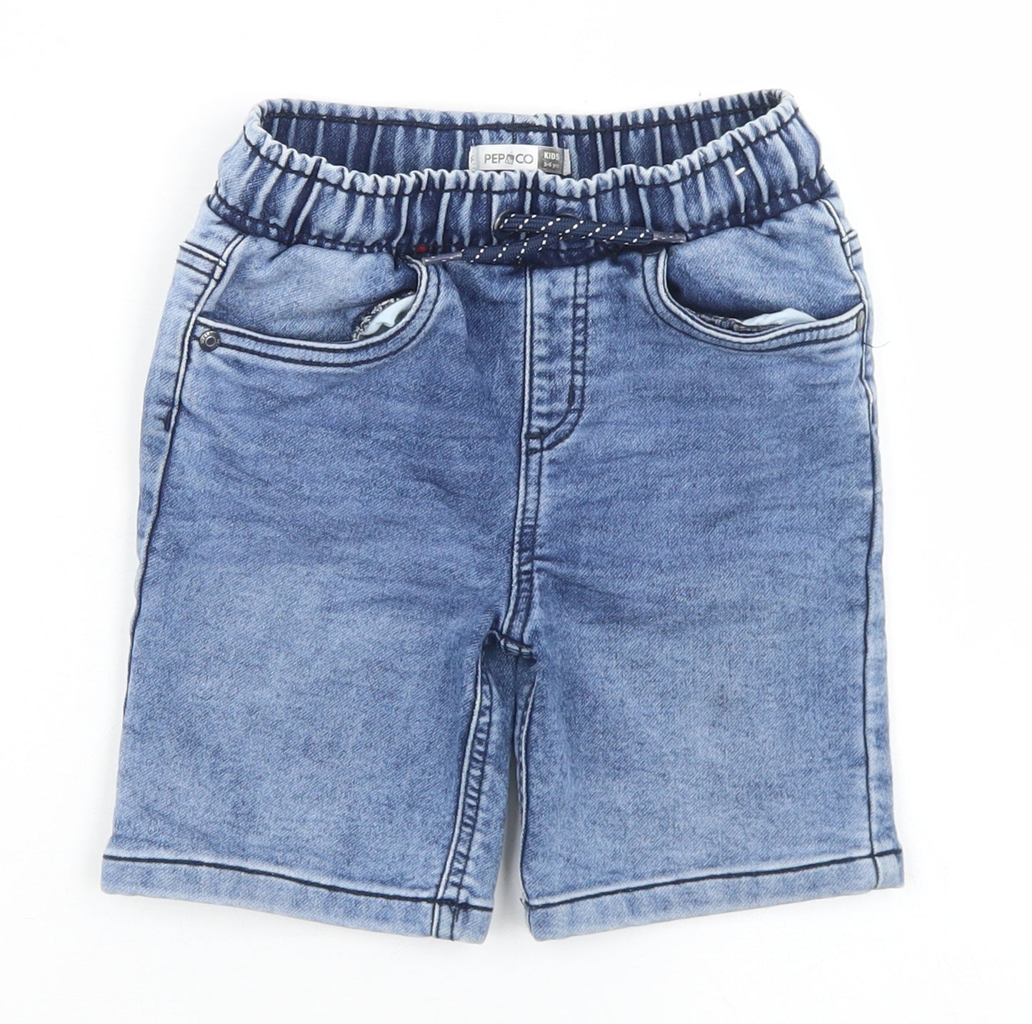 Pep & Co Boys Blue  Cotton Bermuda Shorts Size 5-6 Years  Regular Drawstring