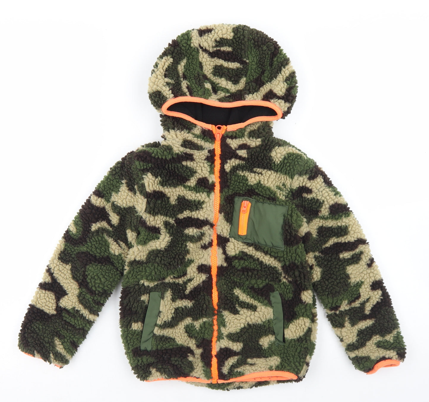 Dunnes Stores Boys Green Camouflage Polyester Full Zip Hoodie Size 5-6 Years  Zip