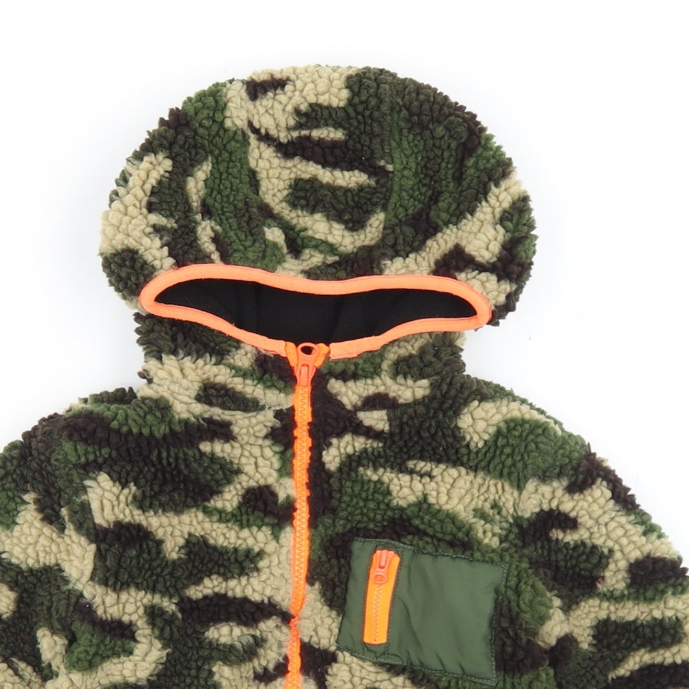 Dunnes Stores Boys Green Camouflage Polyester Full Zip Hoodie Size 5-6 Years  Zip