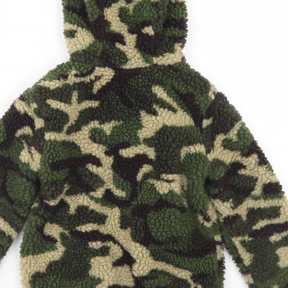 Dunnes Stores Boys Green Camouflage Polyester Full Zip Hoodie Size 5-6 Years  Zip