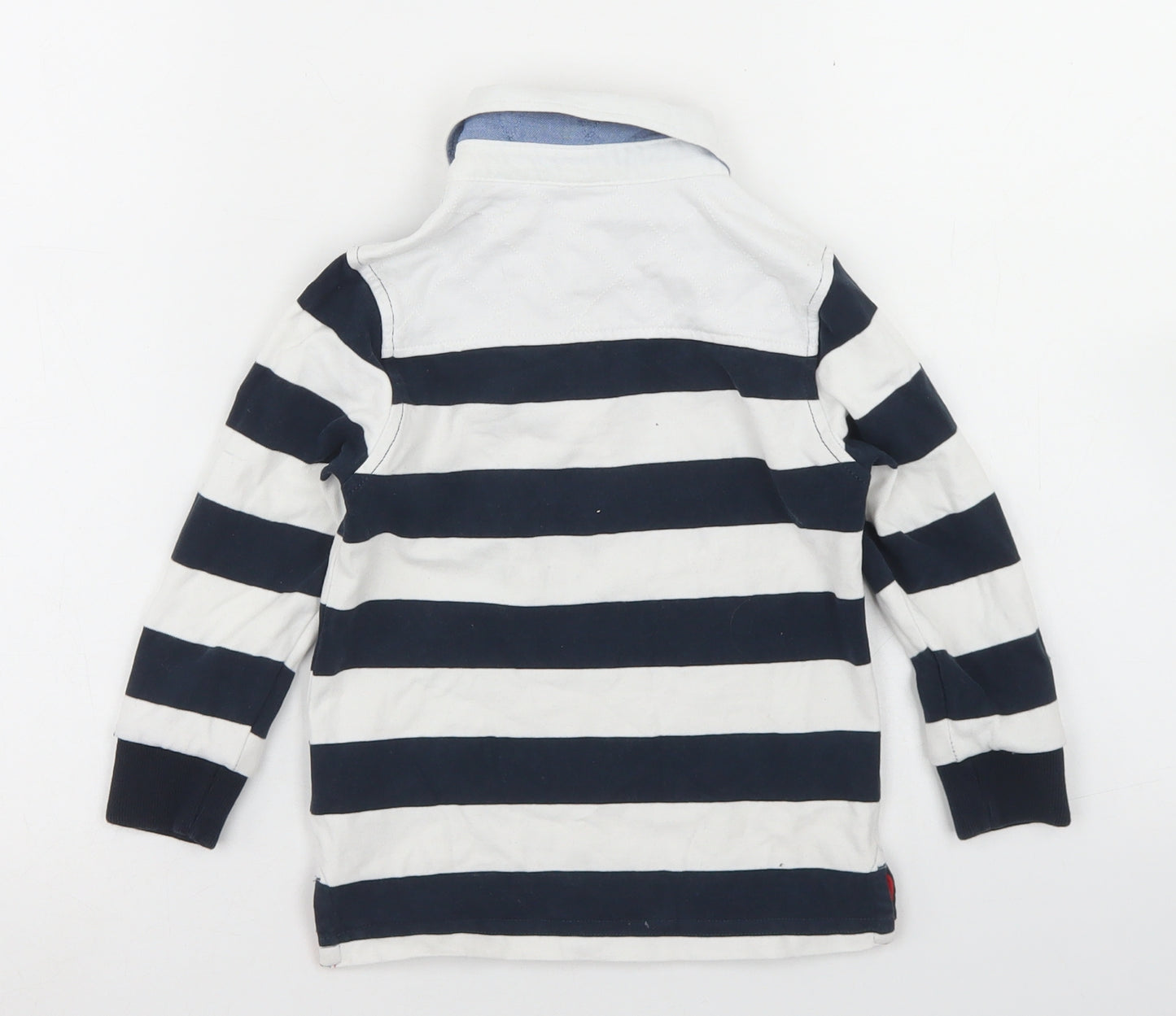 Marks and Spencer Boys Blue Striped Cotton Basic Polo Size 2-3 Years Collared Button
