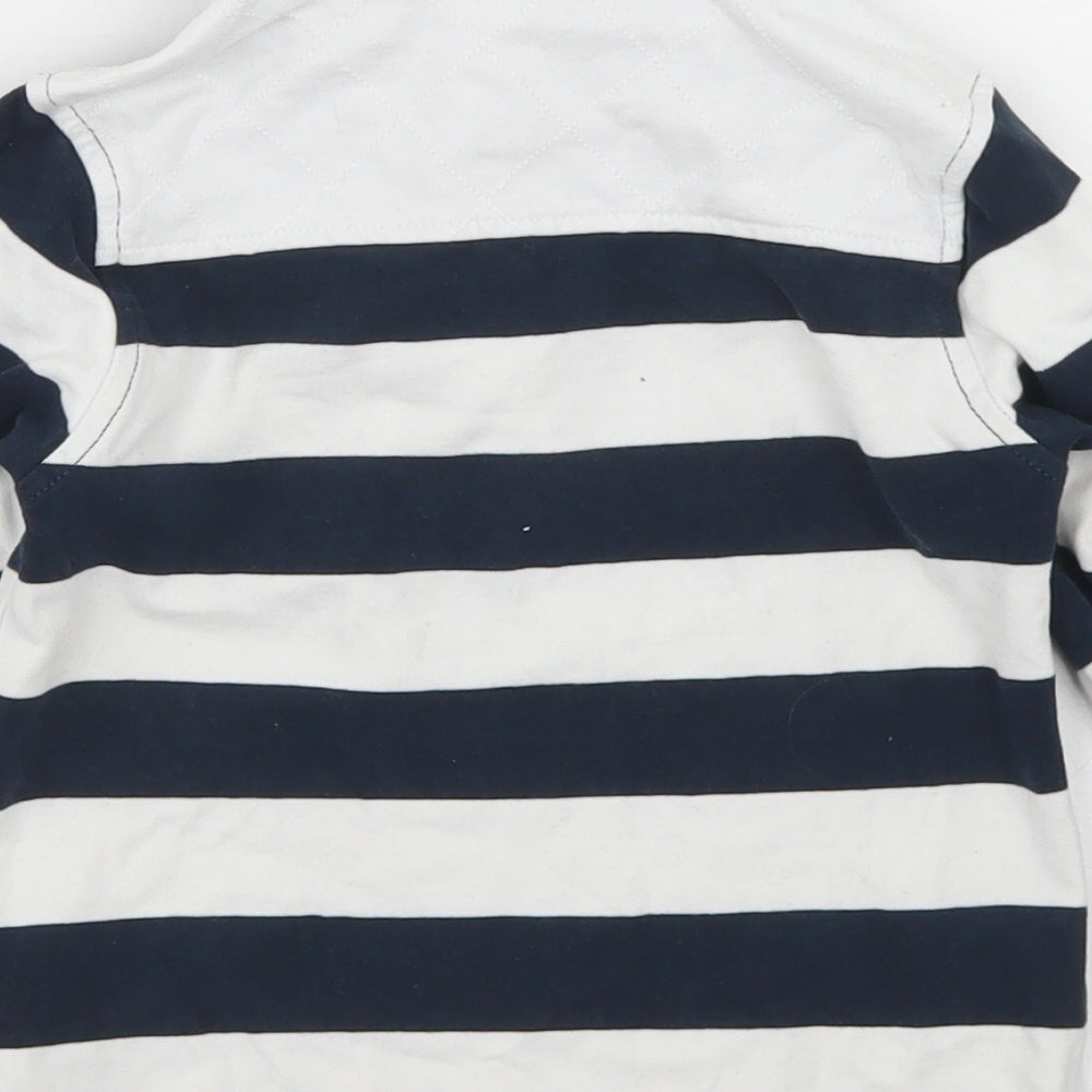 Marks and Spencer Boys Blue Striped Cotton Basic Polo Size 2-3 Years Collared Button