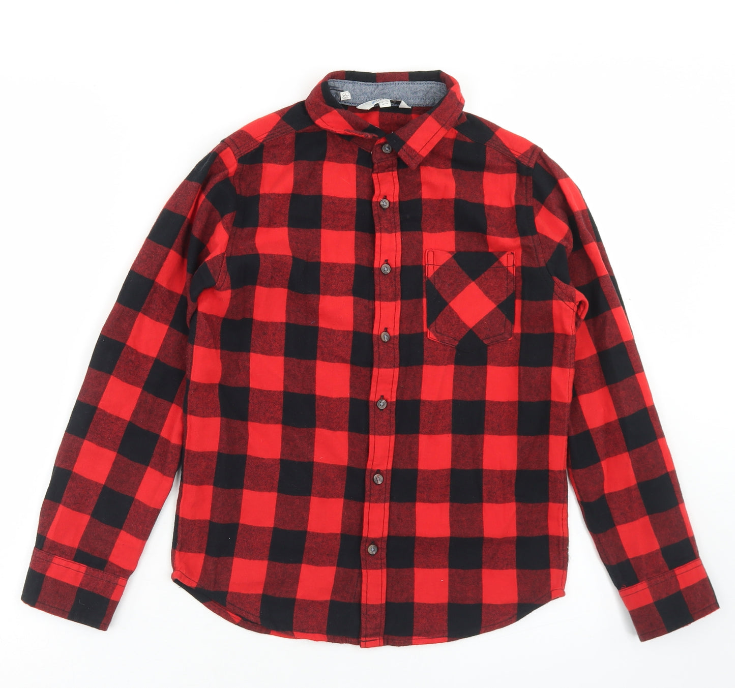 Urban Outlaws Boys Red Plaid Cotton Basic Button-Up Size 9-10 Years Collared Button