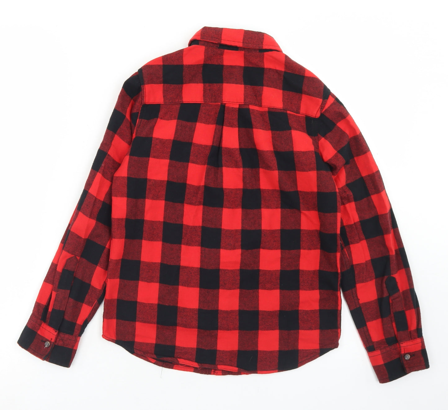 Urban Outlaws Boys Red Plaid Cotton Basic Button-Up Size 9-10 Years Collared Button